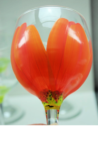 It's a Tulip Party! Yellow Tulip Wine Glass - Painted Base