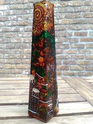 Heart Of Africa Hand Painted Glass Vase