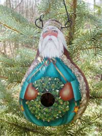 hand painted santa gourds