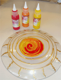 sunburst hand painted glass plate