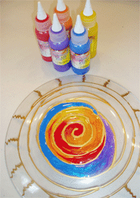 hand painted sunburst glass plate